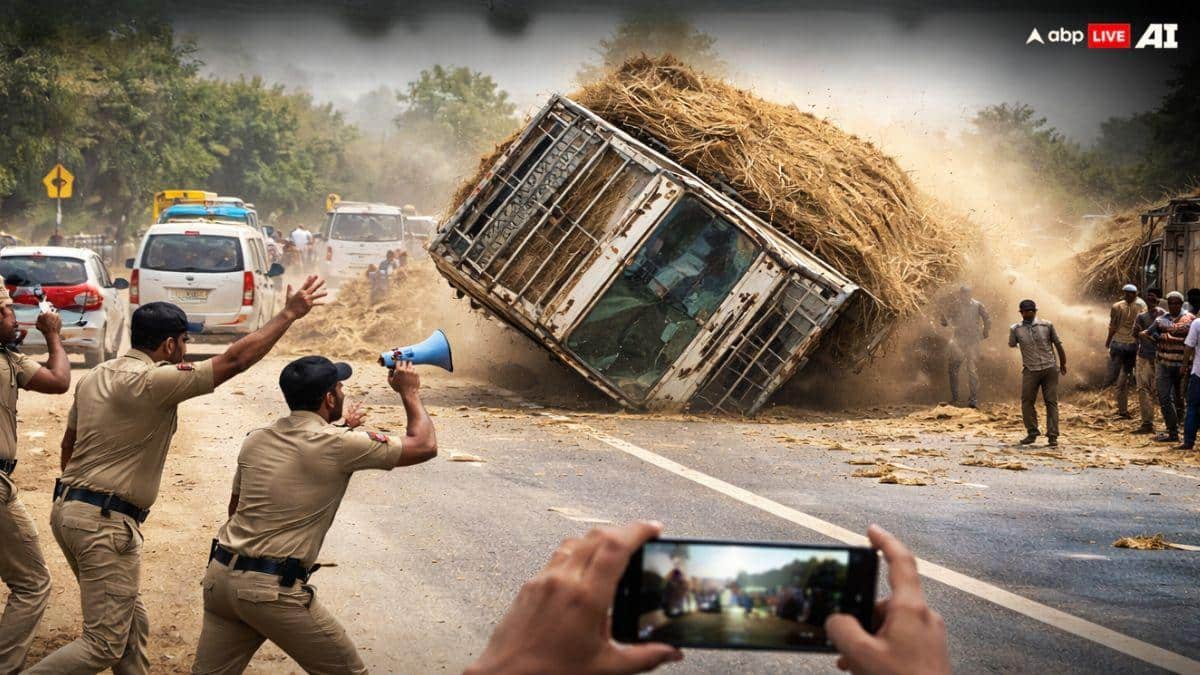 MP News: ‘आगे मत बढ़ो, ट्रक असंतुलित है’, राजगढ़ में तिरछा दौड़ता रहा भूसे से भरा ट्रक, पुलिस चीखती रही और फिर…